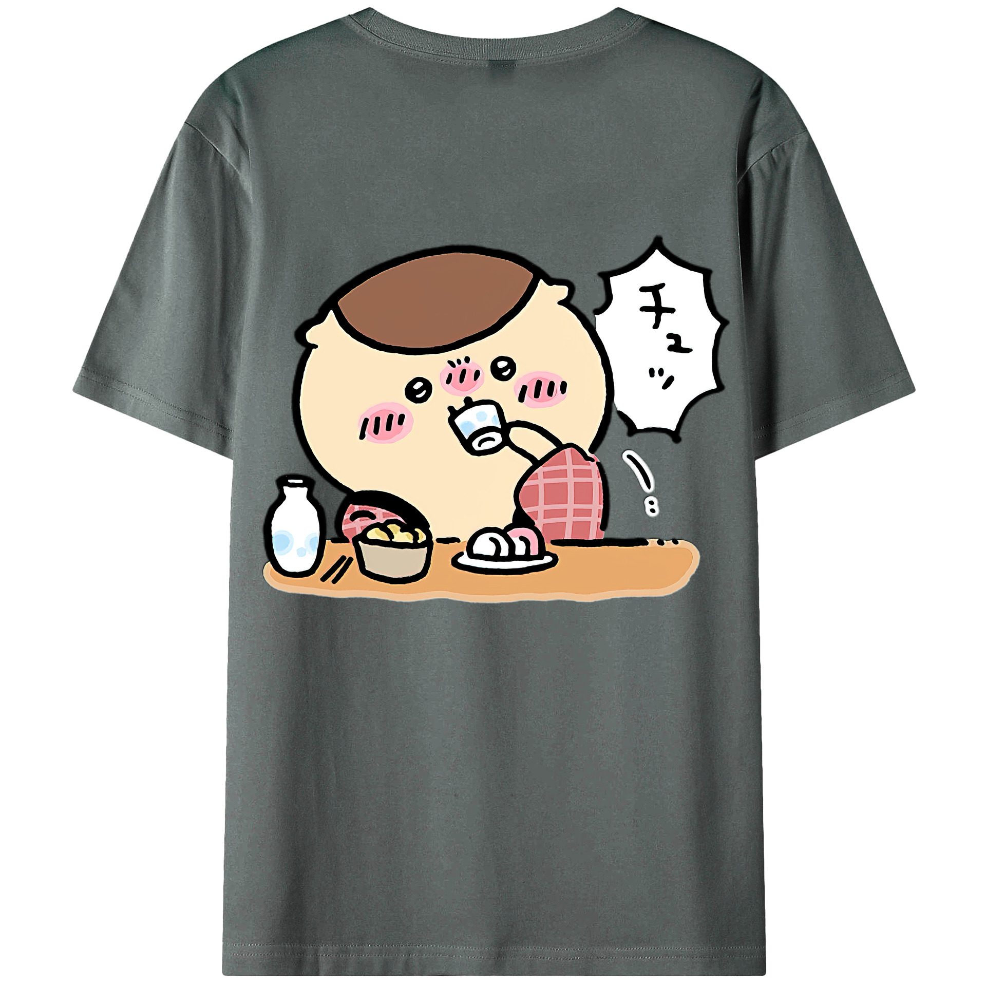 （画像用） ちいかわ くりまんじゅう Chii-kawa kuri manjū 綿100％半袖Tシャツ（背面プリント）